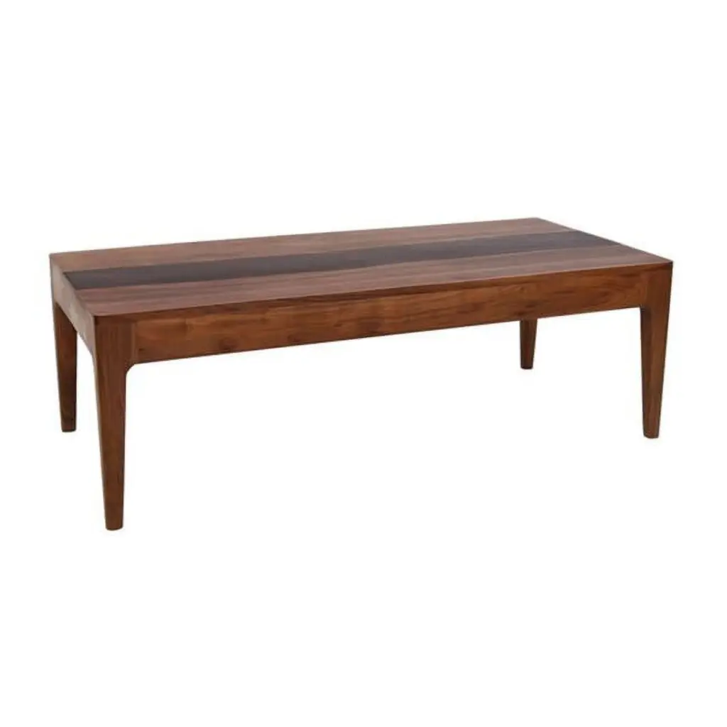 52 . Modern Coffee Table Acacia Wood Classic Block Legs, Brown DeluxDesigns