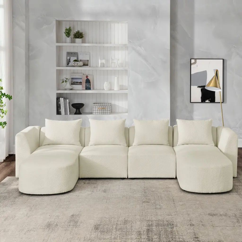 U Shape Sectional Sofa Two Single Seats and Two Chaises Modular Design chuangyuan smart home