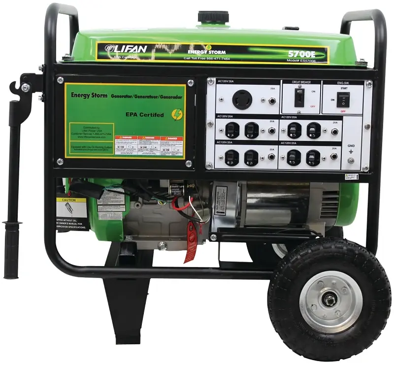 Lifan ES5700E On--go Generator, 42.2 , 120/240 V, 5700 W Output, Gasoline, 6.5 gal Tank