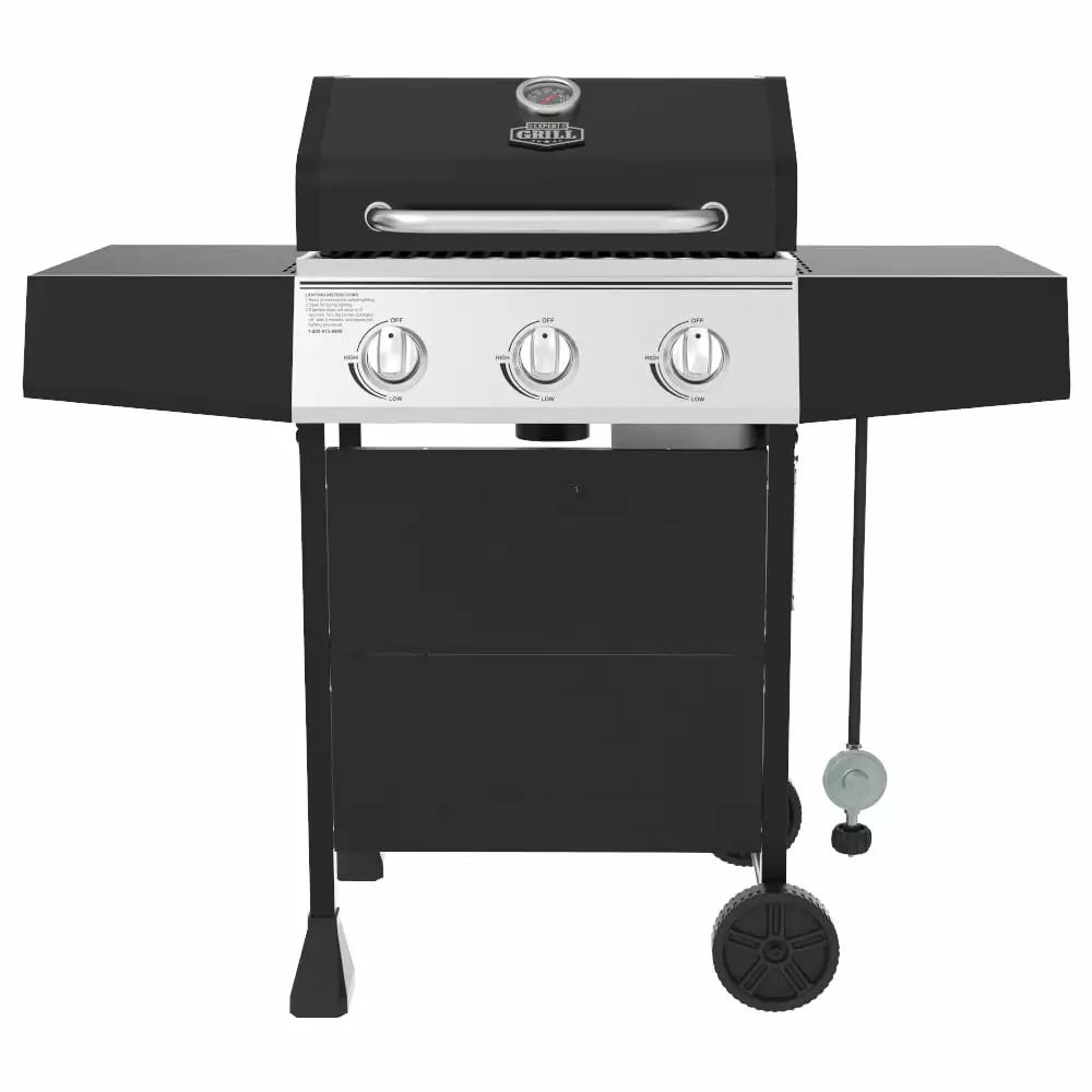 Expert Grill 3 Burner Propane Gas Grill Black High Heat Output Backyard BBQ