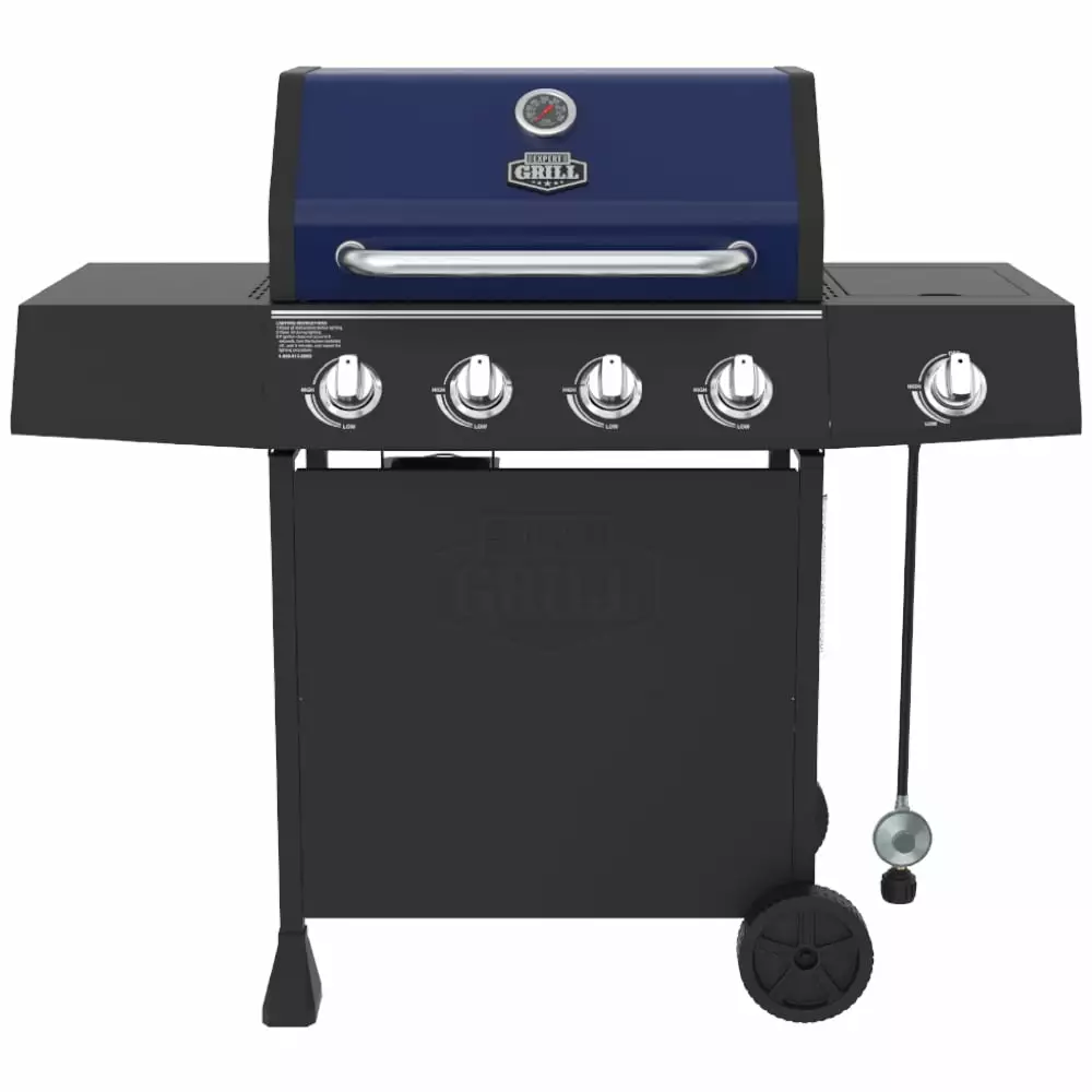 Expert Grill 4 Burner Side Burner Propane Gas Grill Blue Large Gatherings