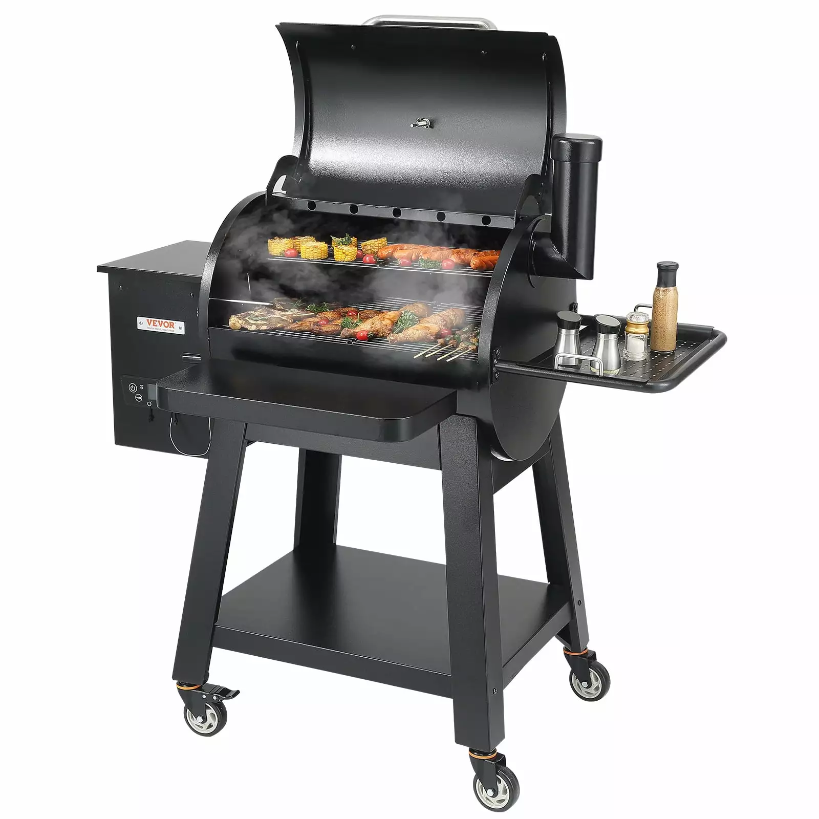 BENTISM 740in2 Charcoal Grill Heavy Duty BBQ Wood Pellet Grill Smoker 8 1 Flame Broiler and Cart Cover 480