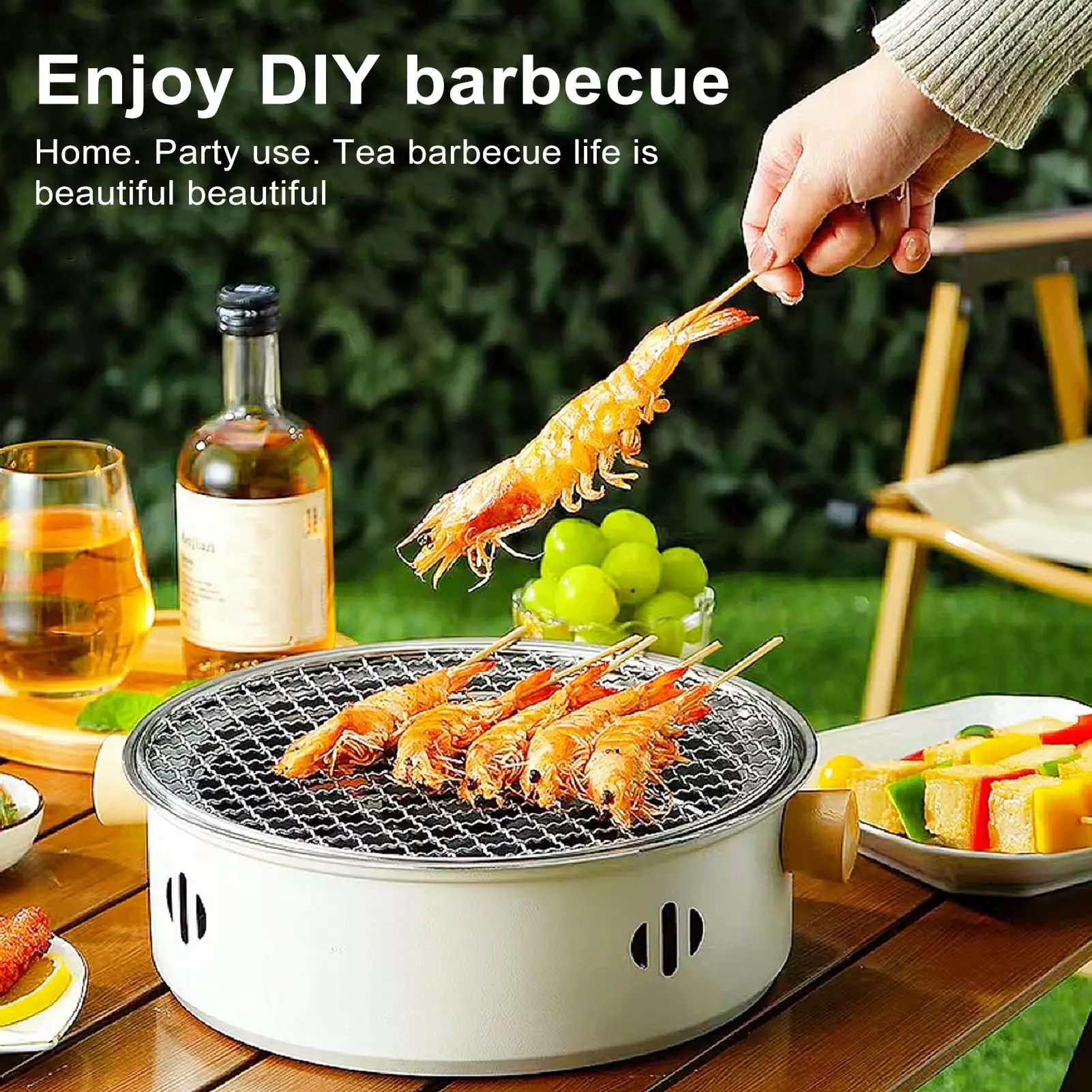 Sunjoy Tech Multi-functional Stainless Steel Camping Grill Detachable Net BBQ and Tea