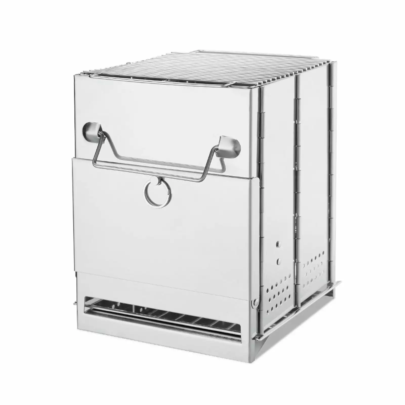 Frogued Firewood Stove Strong Anti-rust Stainless Steel Square Multifunctional Cooking Charcoal Grill Smoking Brisket