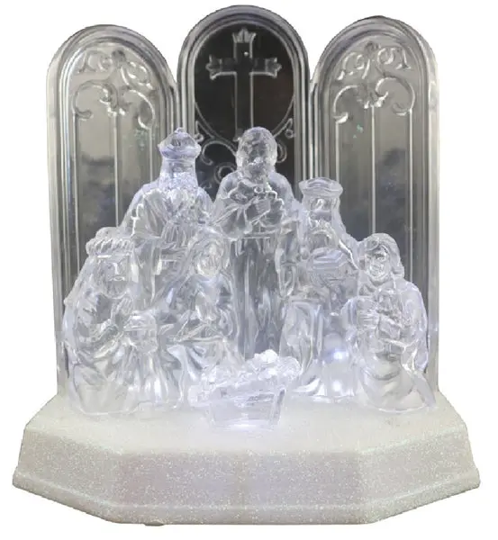Santas Forest 22507 Acrylic Nativity Music 7 Inch White Santa's Forest