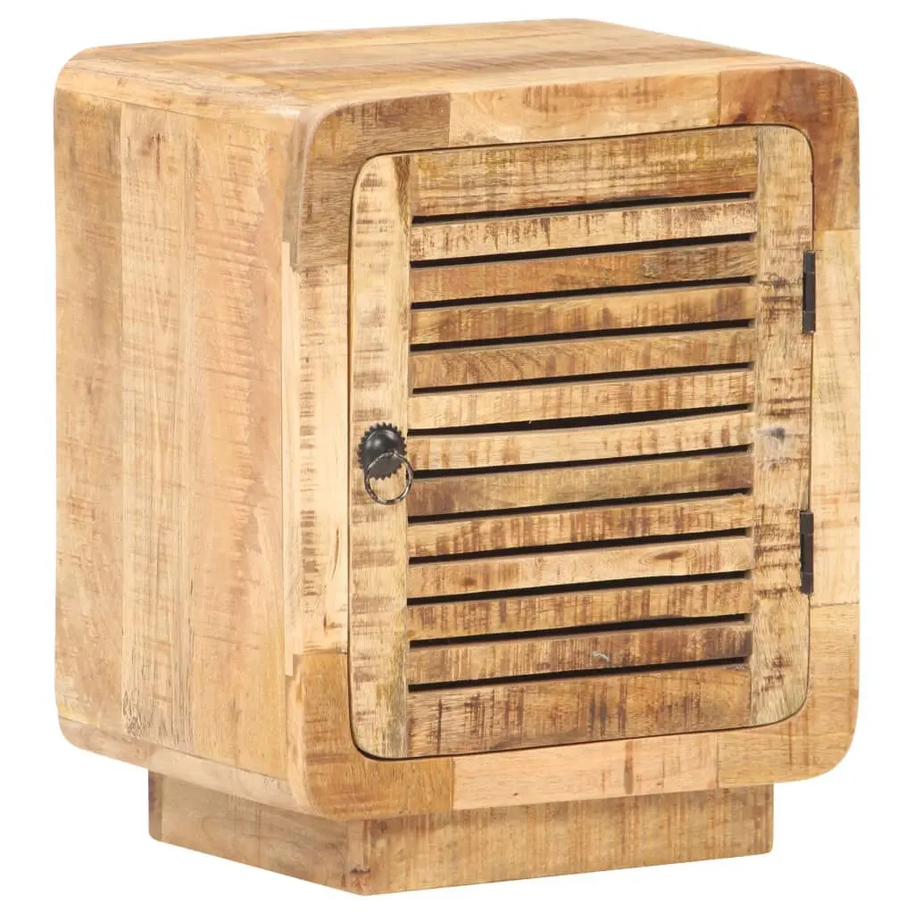 15.7x11.8x19.7 Inch Bedside Cabinet Rough Mango Wood Nightstand