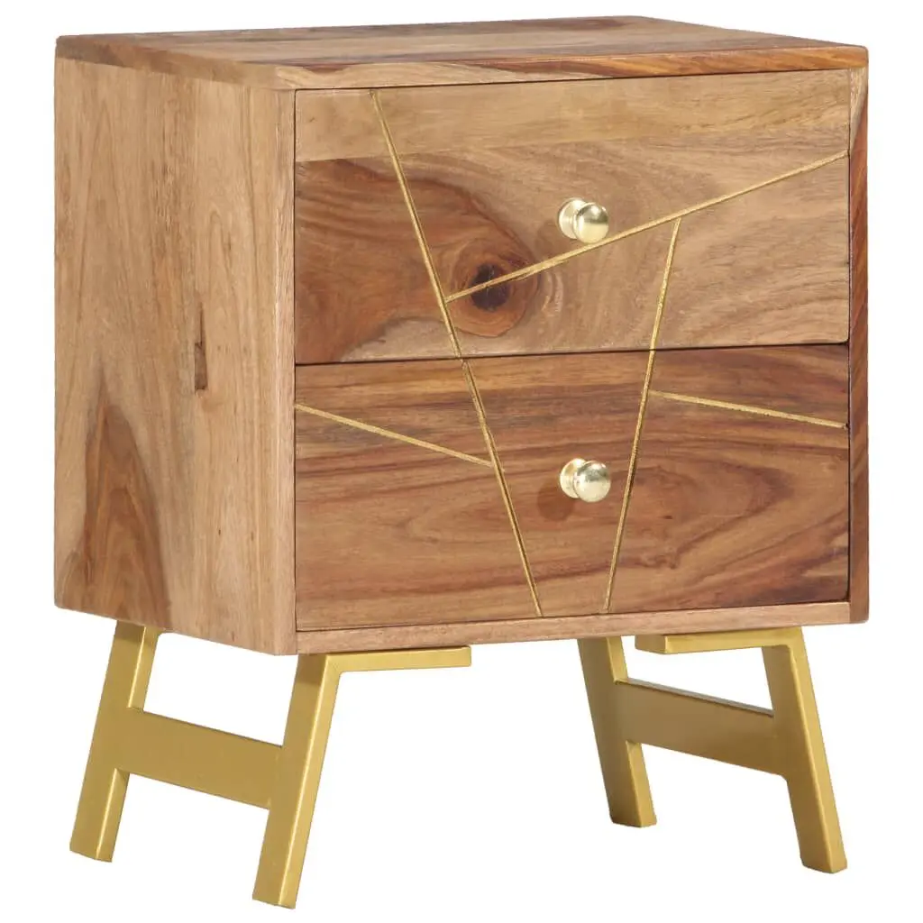 15.7x11.8x19.7 Inch Bedside Cabinet Solid Sheesham Wood Nightstand