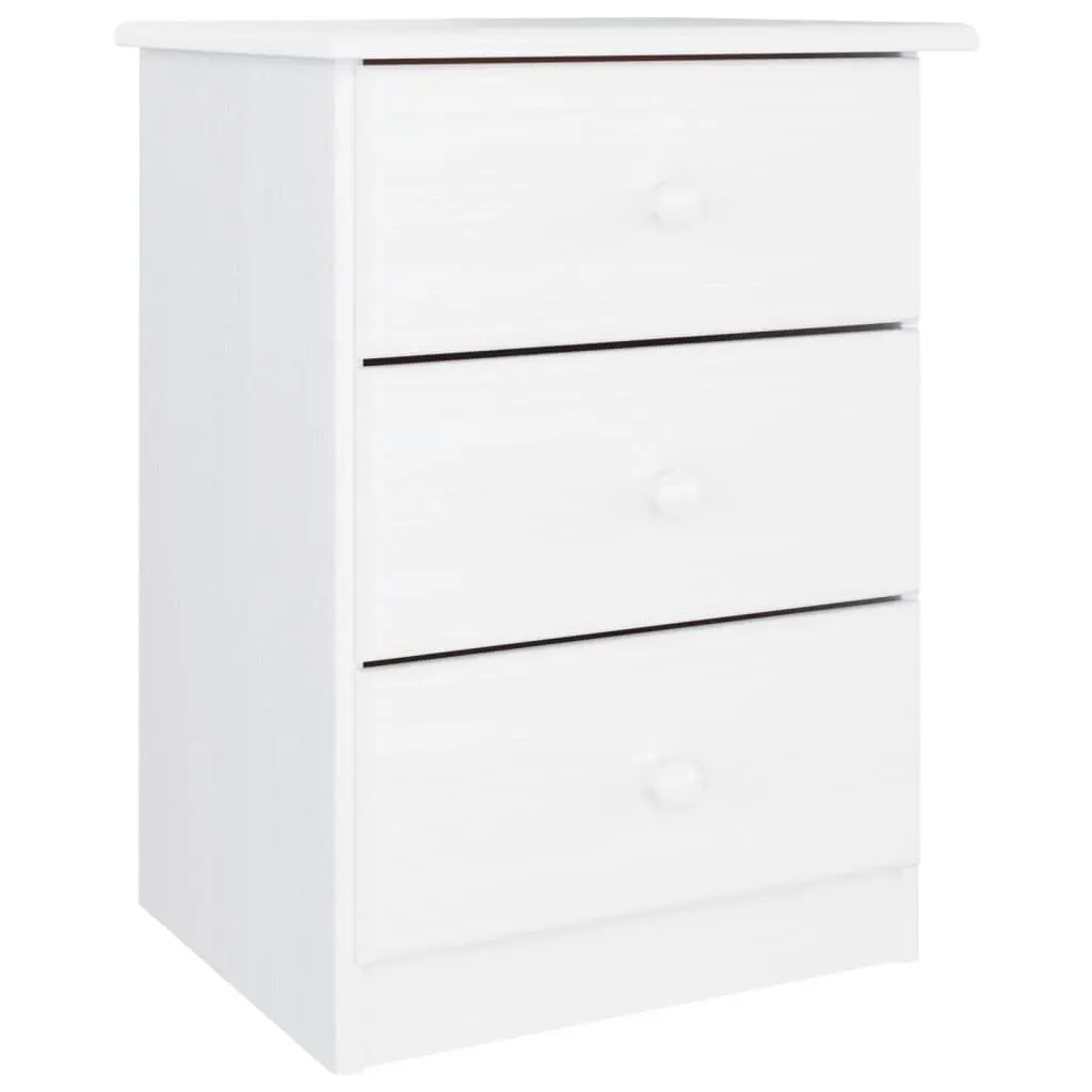 ALTA White Bedside Cabinet 16.1x13.8x21.9 Inch Solid Wood Pine Nightstand