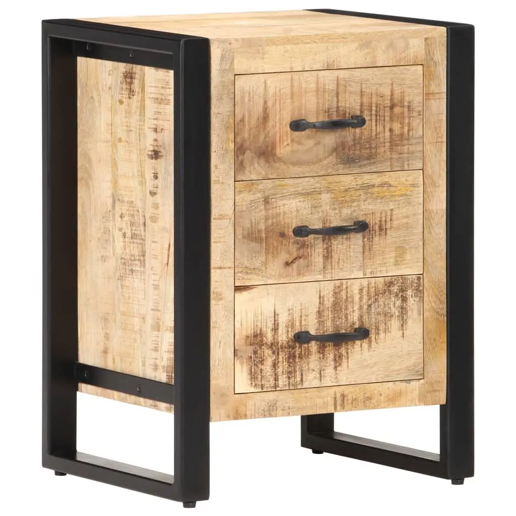 Bedside Cabinet 15.7x13.8x21.7 Inches Solid Mango Wood Nightstand Storage