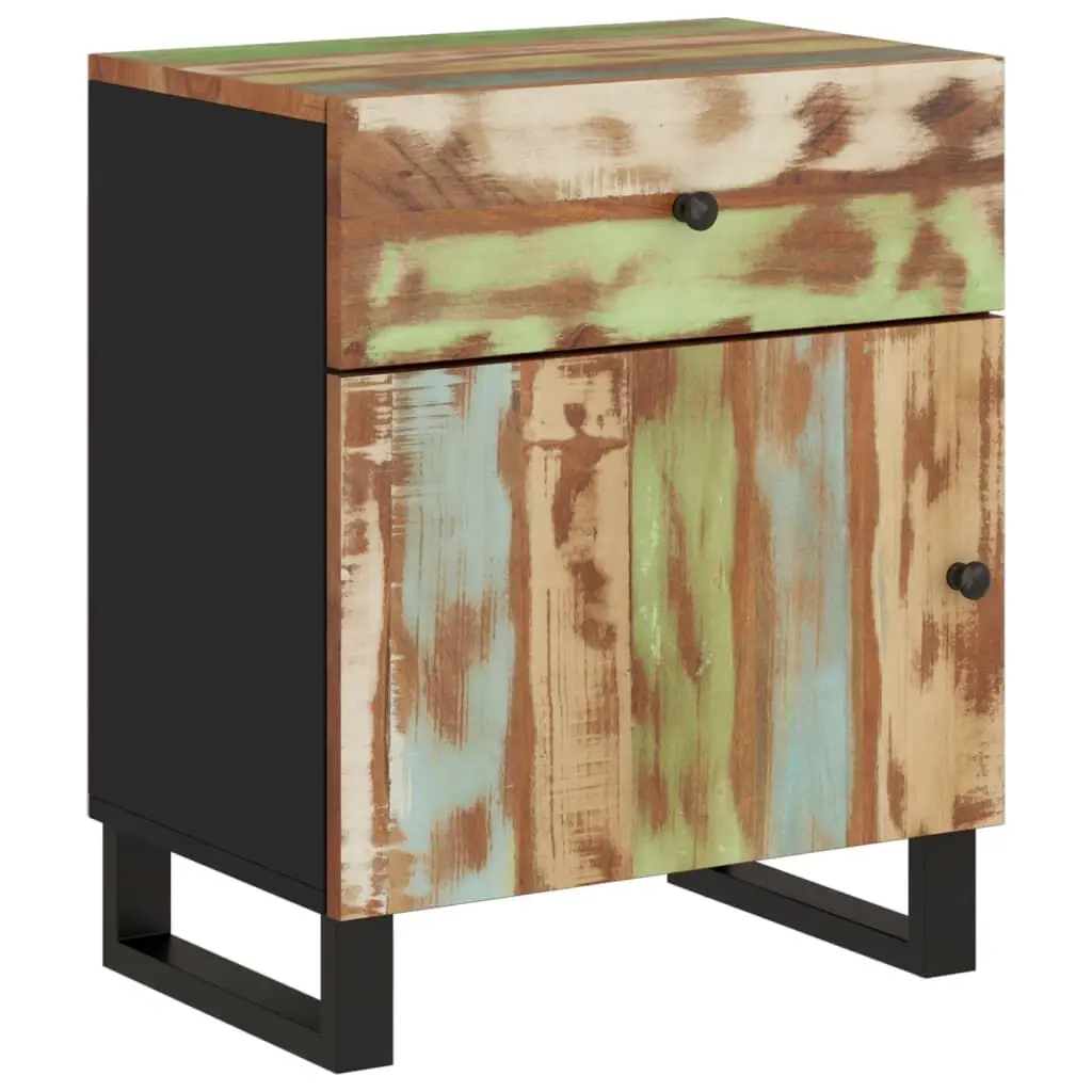 Bedside Cabinet 19.7x13x23.6 Inches Solid Wood Reclaimed Engineered Wood