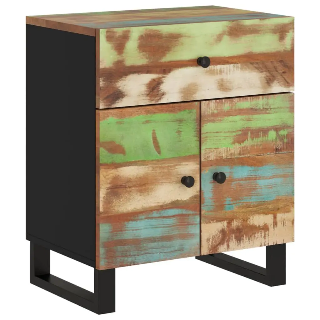Bedside Cabinet 19.7x13x23.6 Inches Solid Wood Reclaimed Engineered Wood