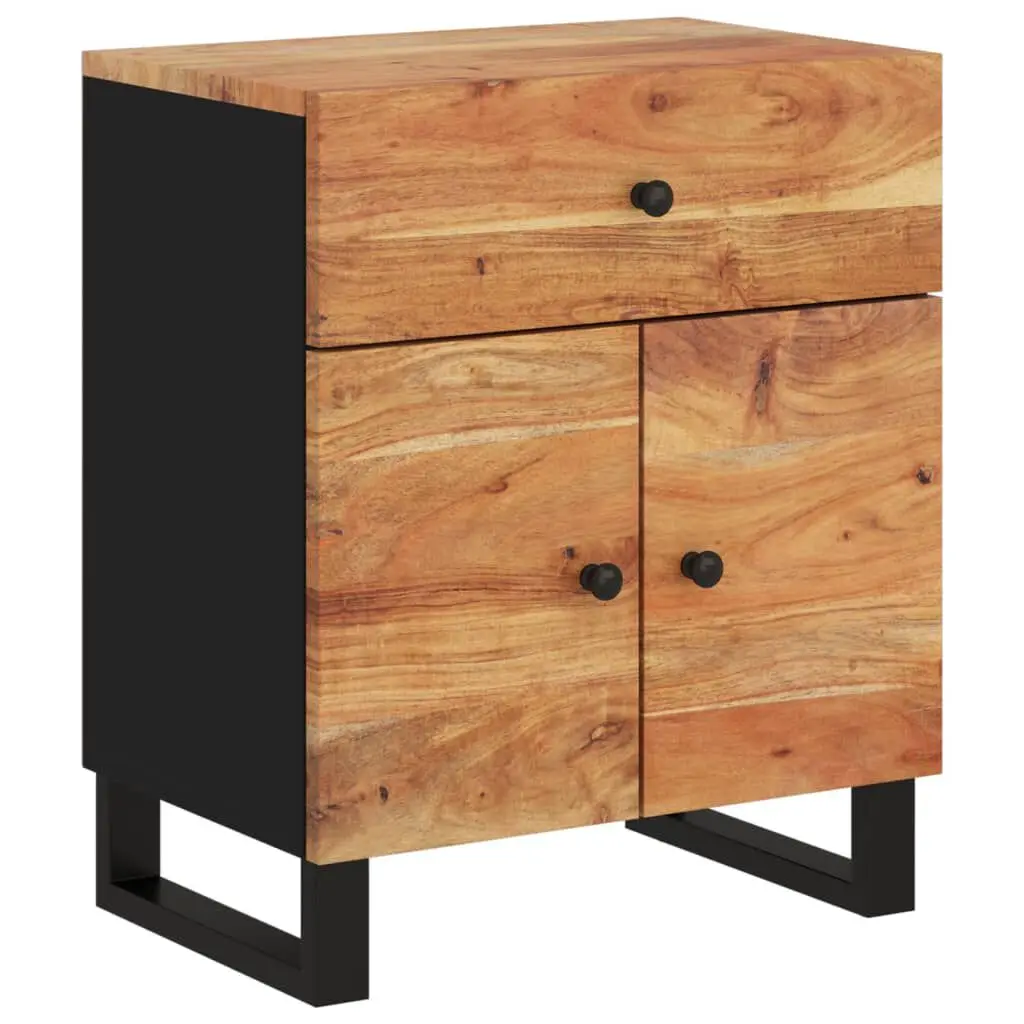 Bedside Cabinet 19.7x13x23.6 Inches Solid Wood Acacia Engineered Wood