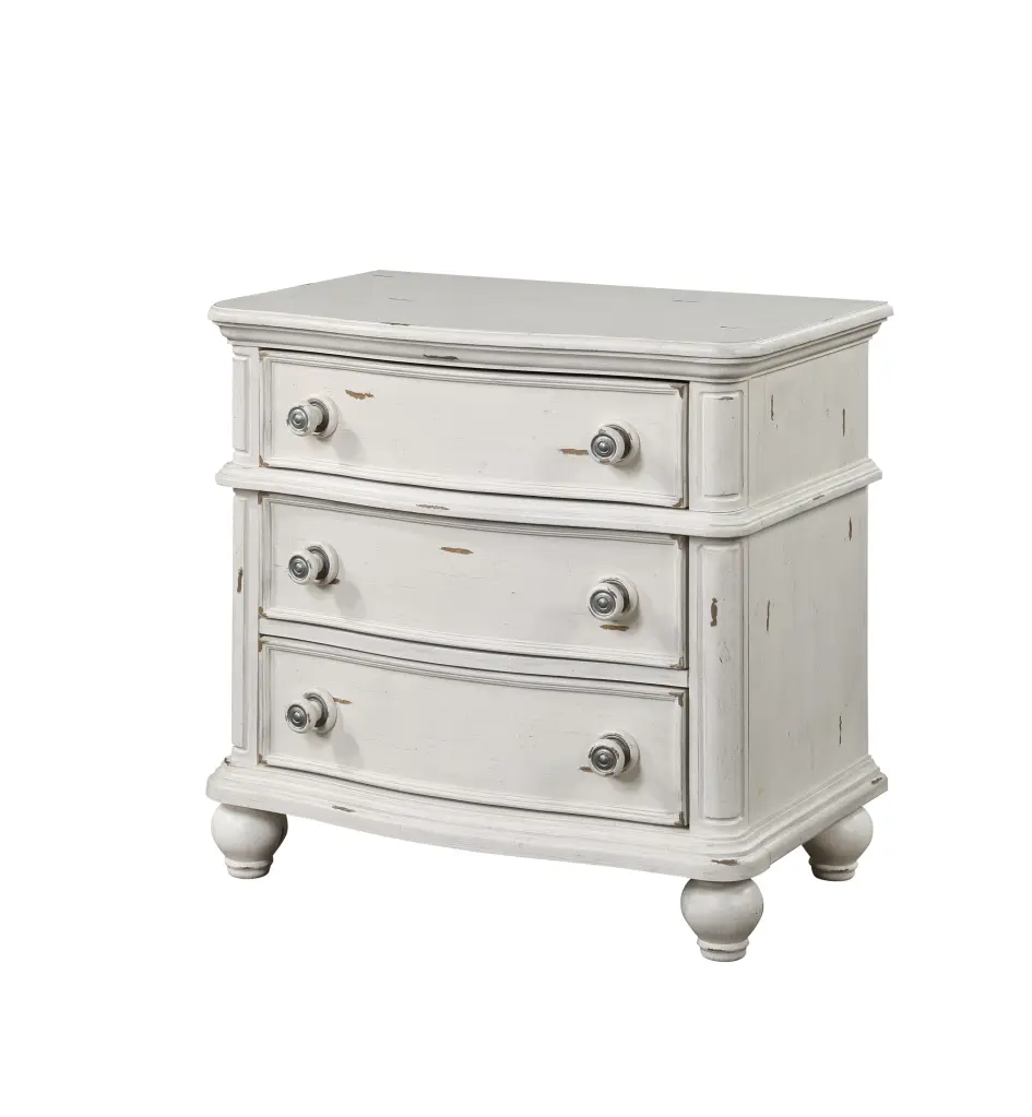 Antique White 3 Drawer Nightstand Bedroom Storage furniture max