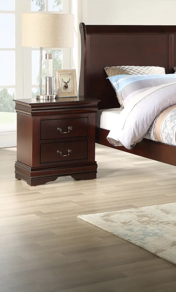 1Pc Cherry Finish Two Drawers Louis Philip Nightstand Solid Timber Contemporary Design kanepe