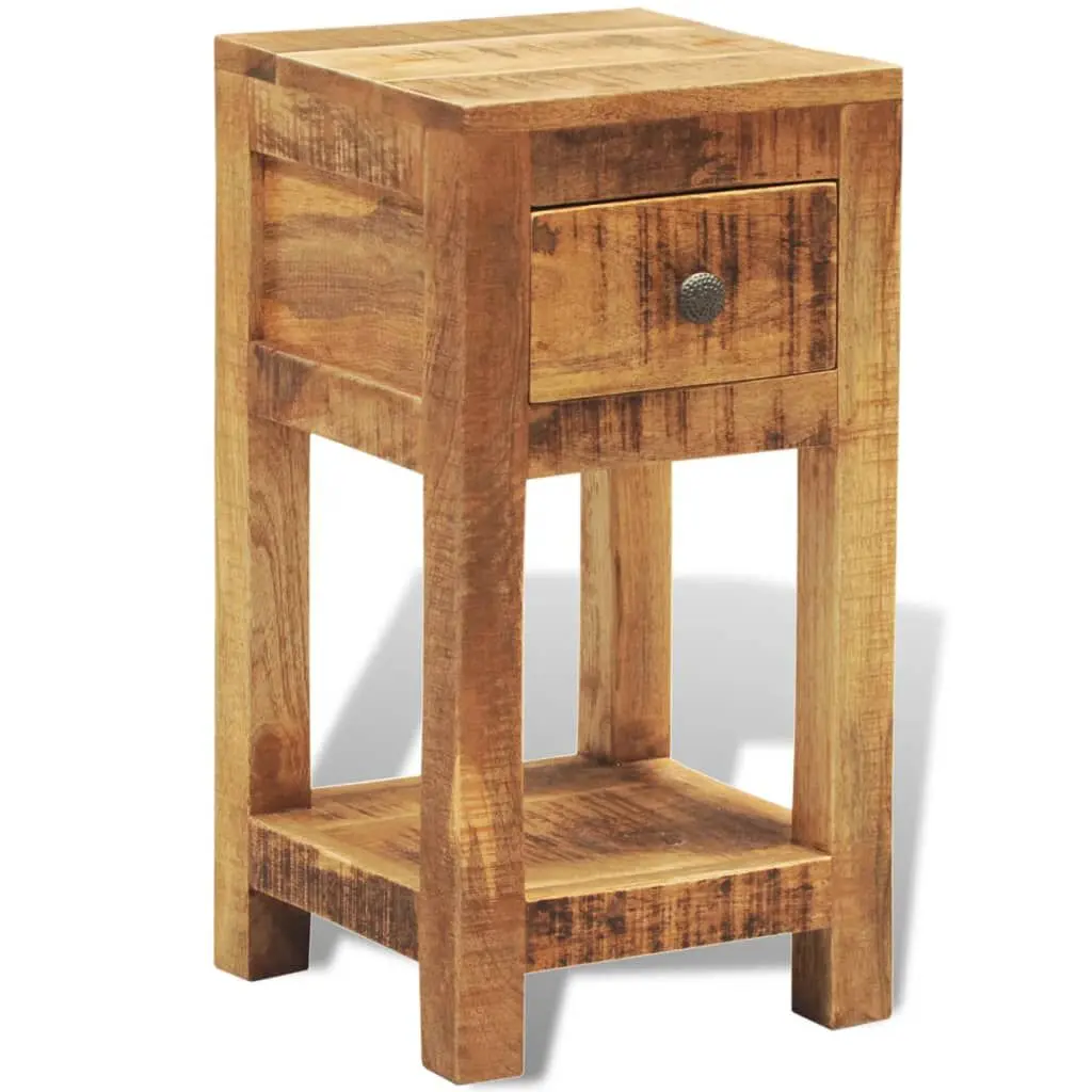 Nightstand 1 Drawer Solid Mango Wood Bedside Table Bedroom
