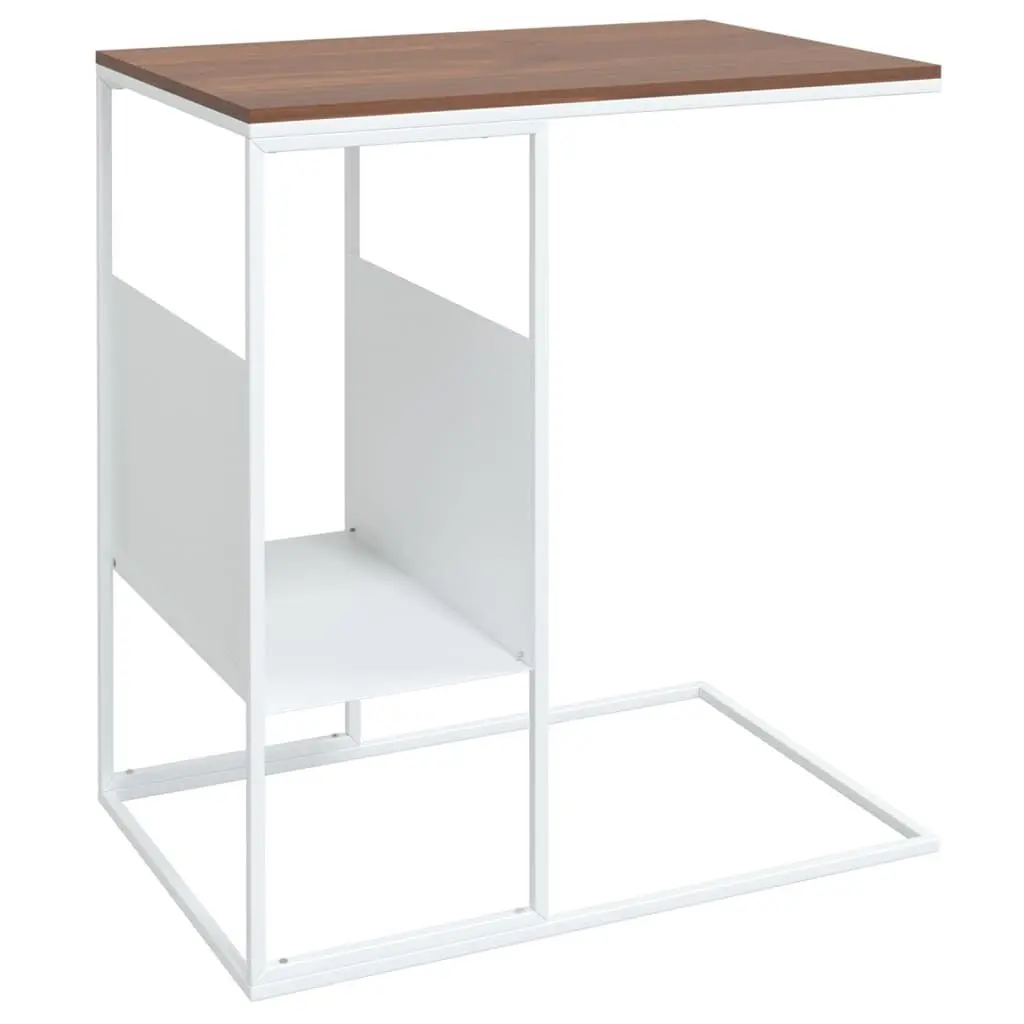 Side Table White 21.7x14.2x23.4 Inches Engineered Wood Nightstand