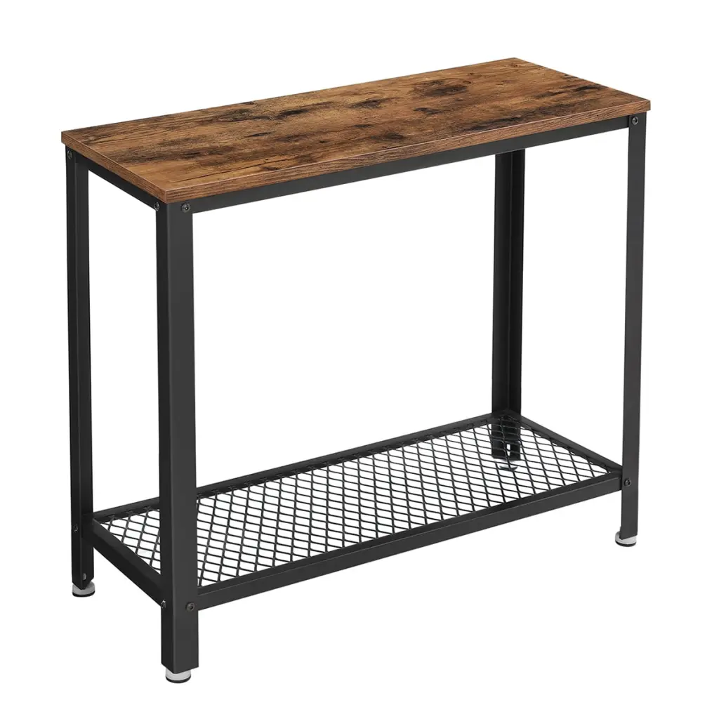 Vasagle Industrial Side Table 2-Tier Nightstand Mesh Shelf Rustic Brown