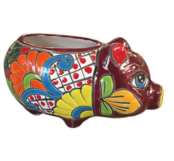 Avera APG075060 Ceramic Talavera Pig Planter Assorted Color Home Decor
