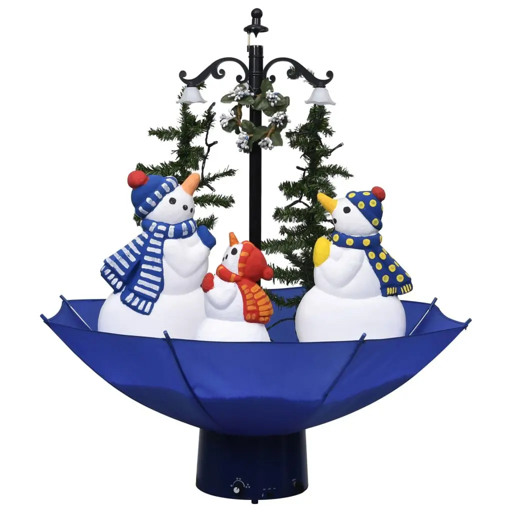 Snowing Christmas Tree Umbrella Base Blue 2 ft PVC Winter Decor