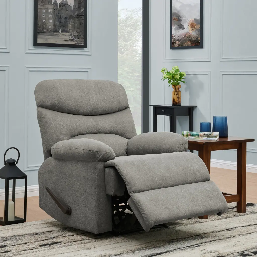 Grayson Gray Polyester Manual Handle Timber Cushion Back Polyester Office Chair golden oak home