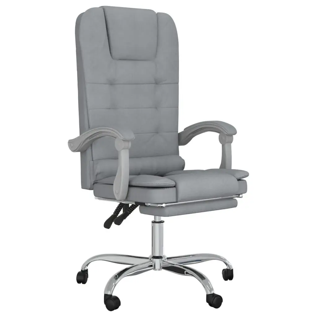 Massage Reclining Office Chair Light Gray Fabric Ergonomic Desk Chair