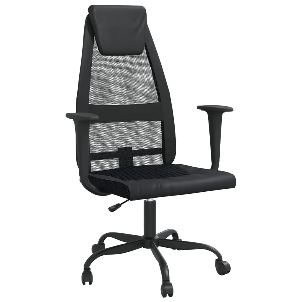 Office Chair Black Mesh Fabric and Faux Leather Ergonomic Desk Chair
