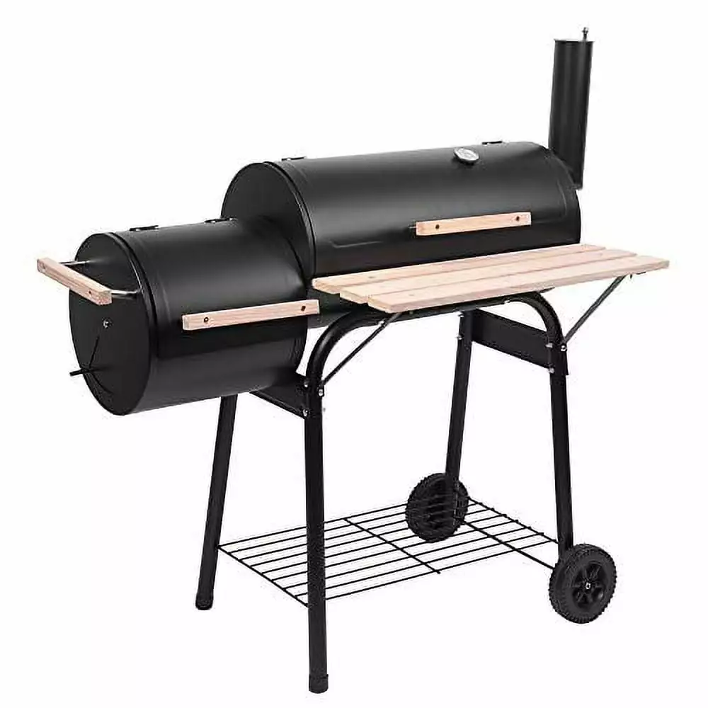 Outvita Charcoal Grill and Offset Smoker Outdoor Patio Barbecue Cooker Wheels Travel-friendly BBQ Oven Camping Picnic Part...