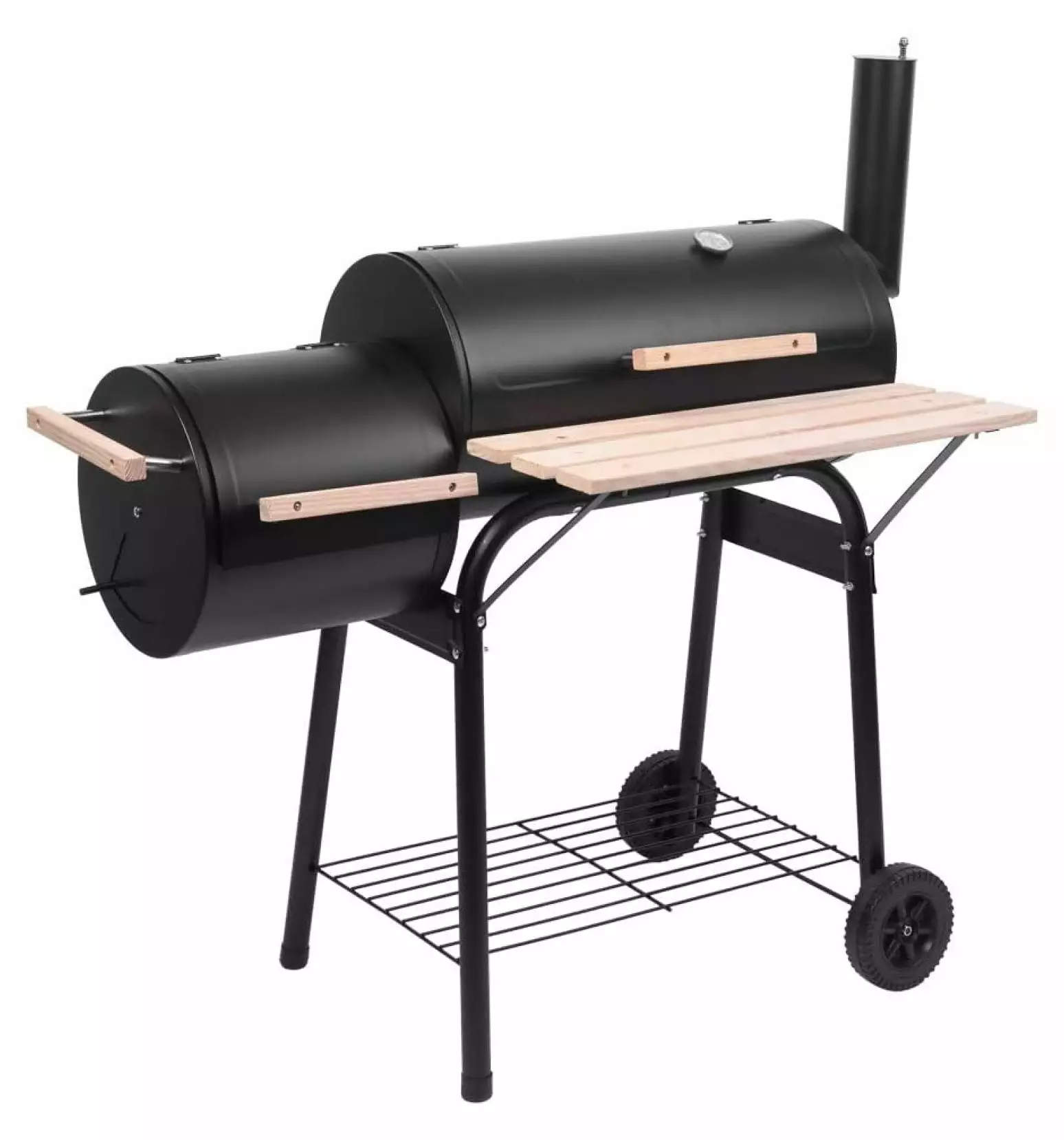 Charcoal Grill and Offset Smoker Wheels Outdoor Backyard Camping BBQ Party 18a