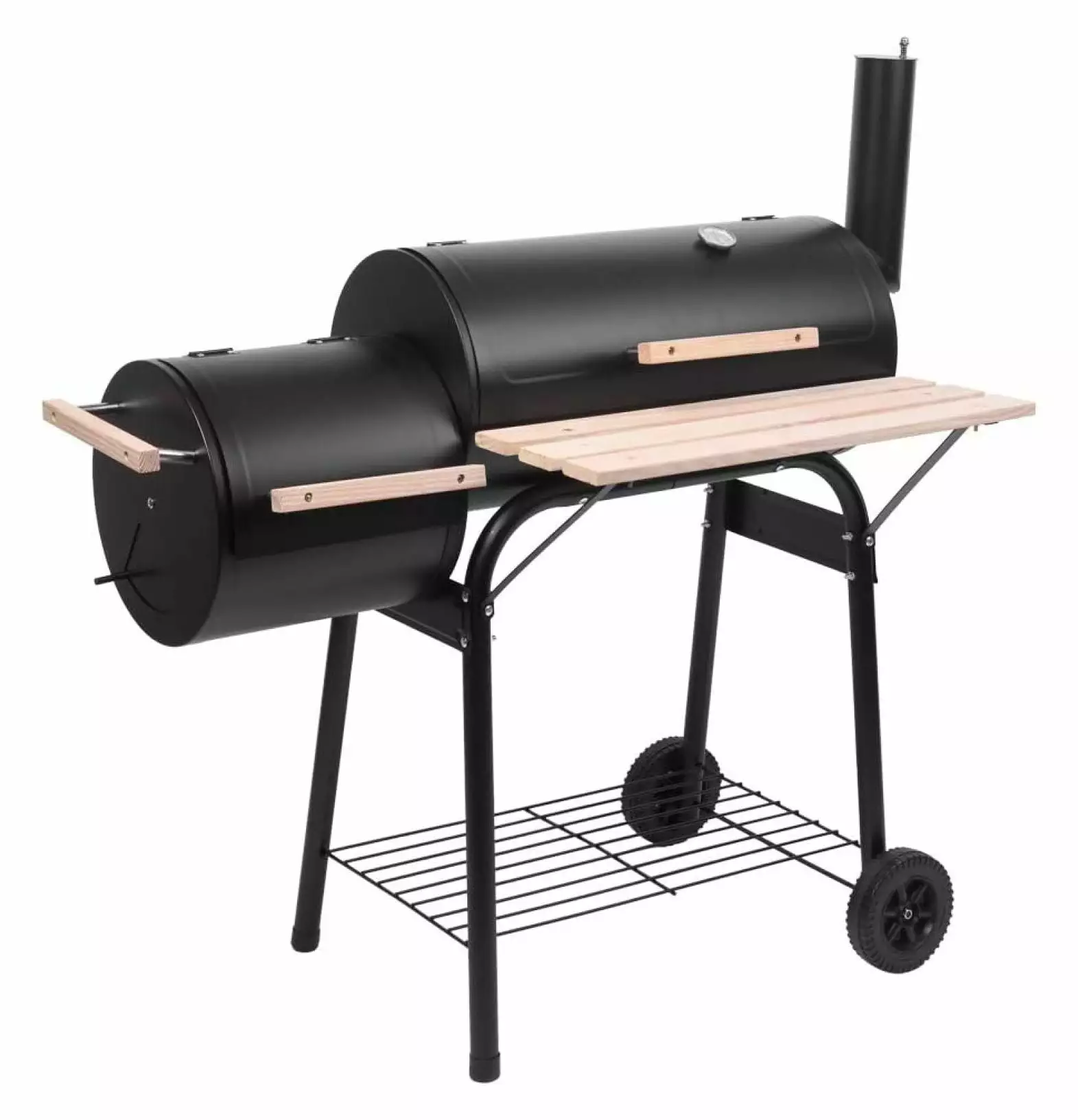 Zazesaby Charcoal Grill and Offset Smoker Wheels Outdoor Camping Picnic Party BBQ 18a