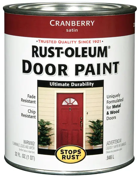 Rust-Oleum 238314 Stops Rust Oil-Based Door Paint Cranberry Satin 1-Qt