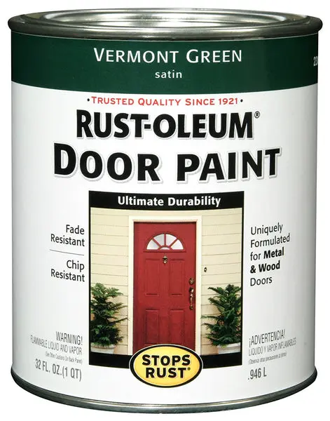 Rust-Oleum 238316 Stops Rust Oil-Based Door Paint Vermont Green Satin 1-Qt