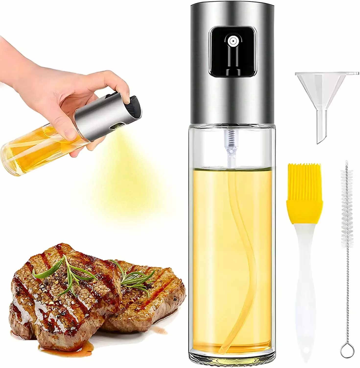 Olurrisa Cooking Oil Spray Dispenser 100ml Glass Oil Sprayer Kitchen