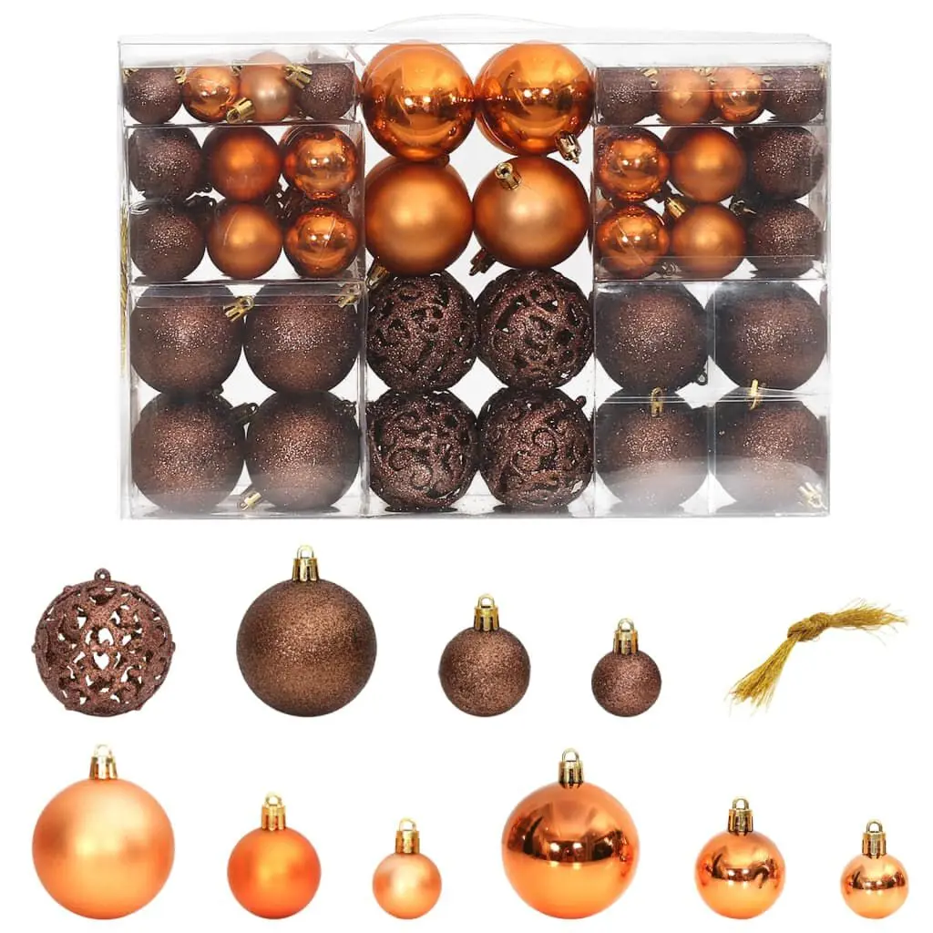Christmas Baubles 100 pcs Brown 1.2 1.6 2.4 Inch Ornament Set