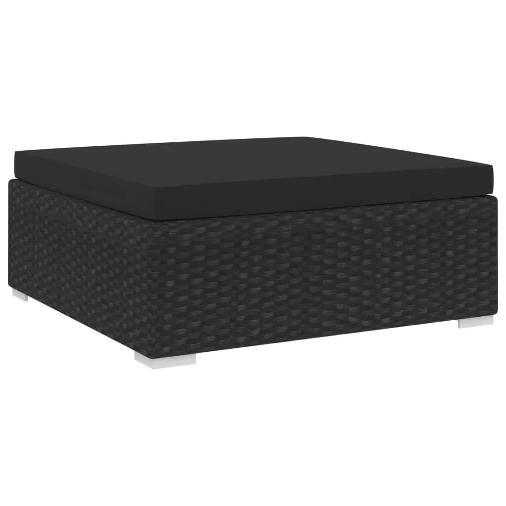 Sectional Footrest Cushion Poly Rattan Black