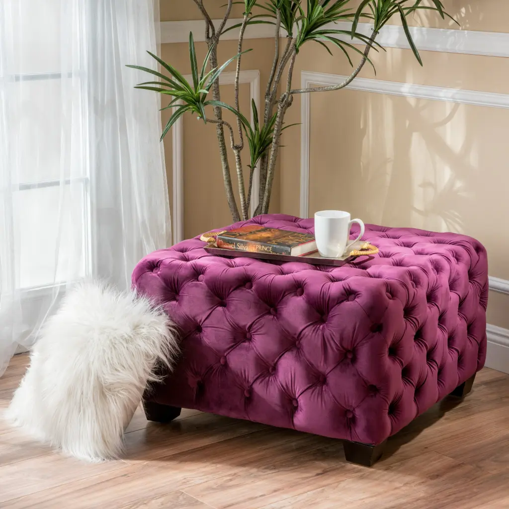 Ottoman Fuchsia Velvet Living Room and Bedroom nh-cloudhouse