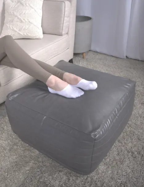 Bambo Faux Hide Rectangle Pouf Gray Gray Faux Hide Footstool Ottoman bazar