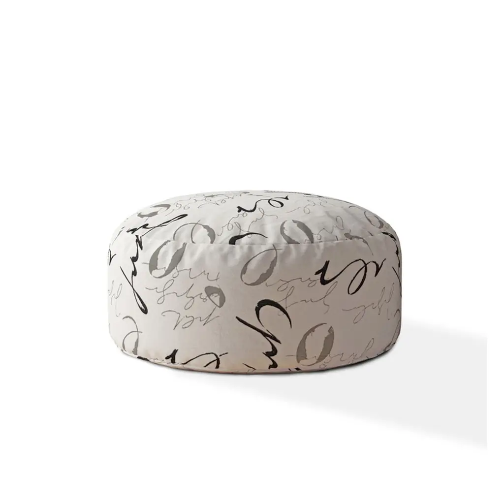 Indoor Signature White Round Zipper Pouf Cover Only 24In Dia X 20In Tall Multifunctional usa made pillow and pouf