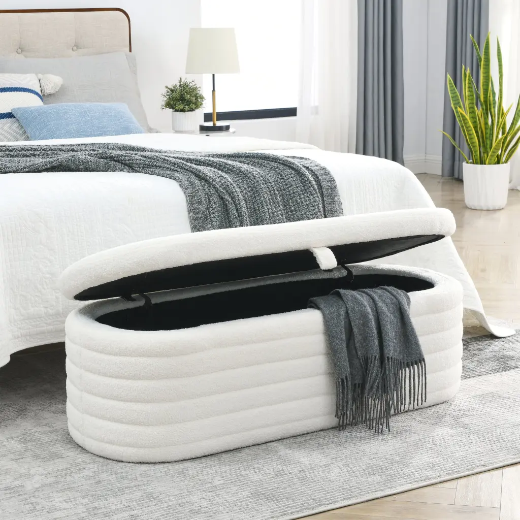 Welike Storage Ottoman Bench Upholstered Fabric 45.5 Inches welike furniture