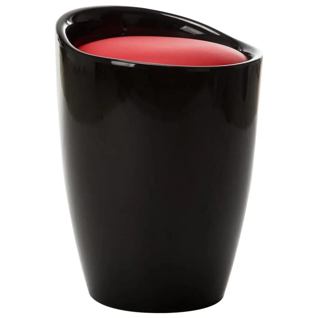 Storage Stool Black and Red Faux Leather Multipurpose Furniture
