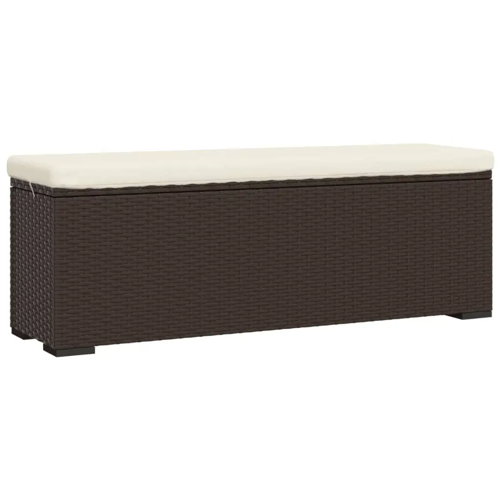 Brown Poly Rattan Ottoman Bench Cushion 43.3x11.8x15.7 Inches Outdoor Furniture