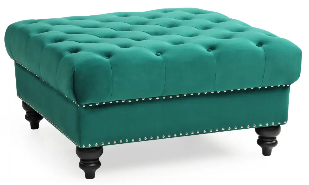 Nola G0352 Ottoman Green Green Foam Velvet Footstool glory furniture