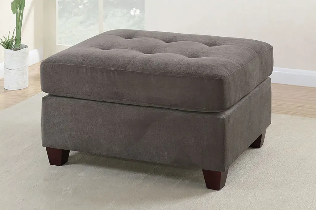 Charcoal Waffle Suede Cocktail Ottoman Tufted Seats Modern Living Room Footrest kanepe