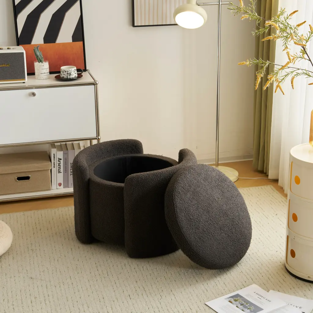 Comfortable Lamb Fleece Storage Ottoman Hidden Storage Chic Home Decor nh-comfortcove