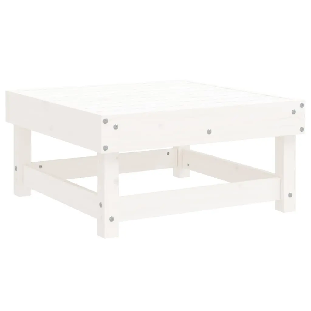 Patio Footstool White Solid Wood Pine Outdoor Ottoman Bench