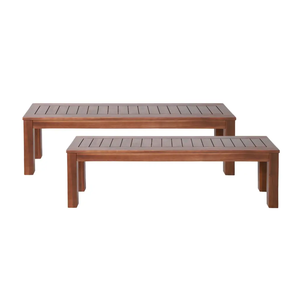 Acacia Wood Outdoor Bench Beautiful Slat Paneling - Charcoal Brown