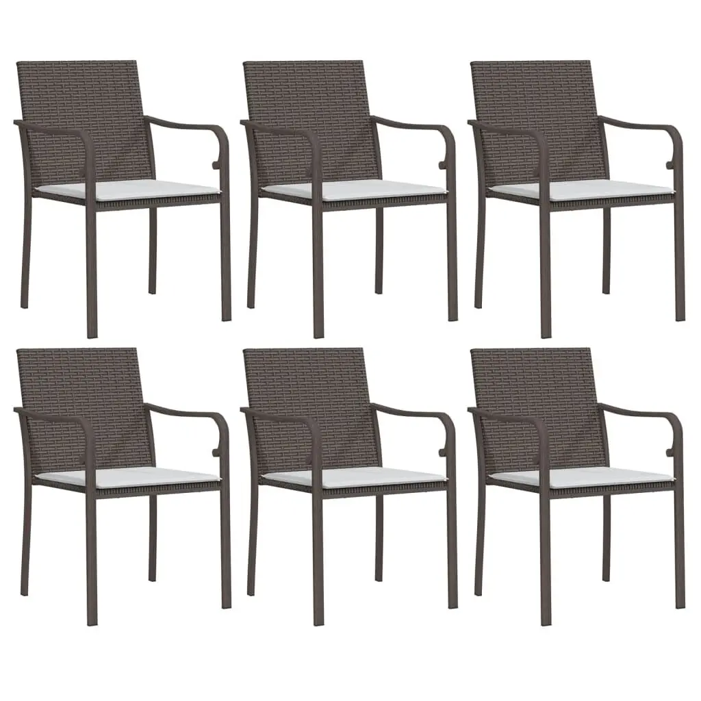 Patio Chairs Cushions 6 pcs Brown 22x23.2x33.1 Inches Poly Rattan Outdoor Furniture