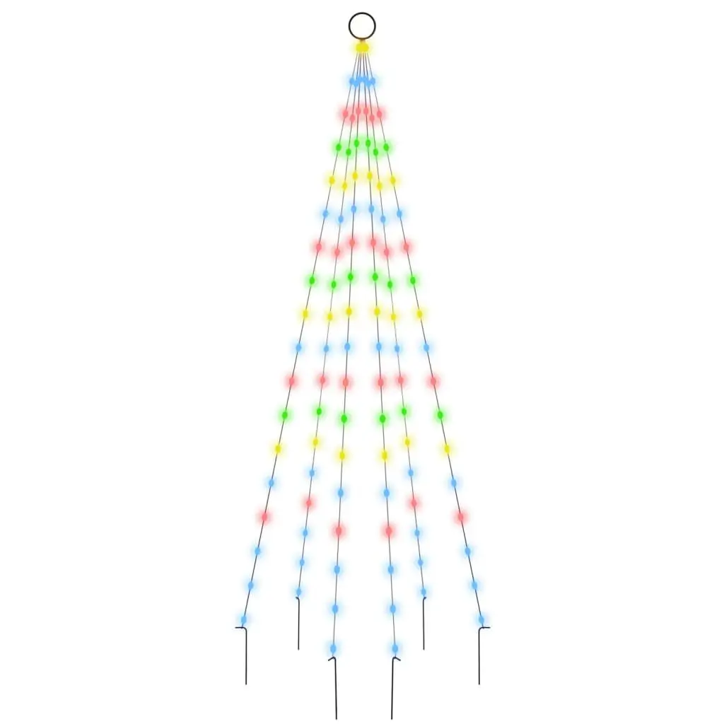 Christmas Tree on Flagpole Colorful 108 LEDs 70.9 Inch Holiday Decoration