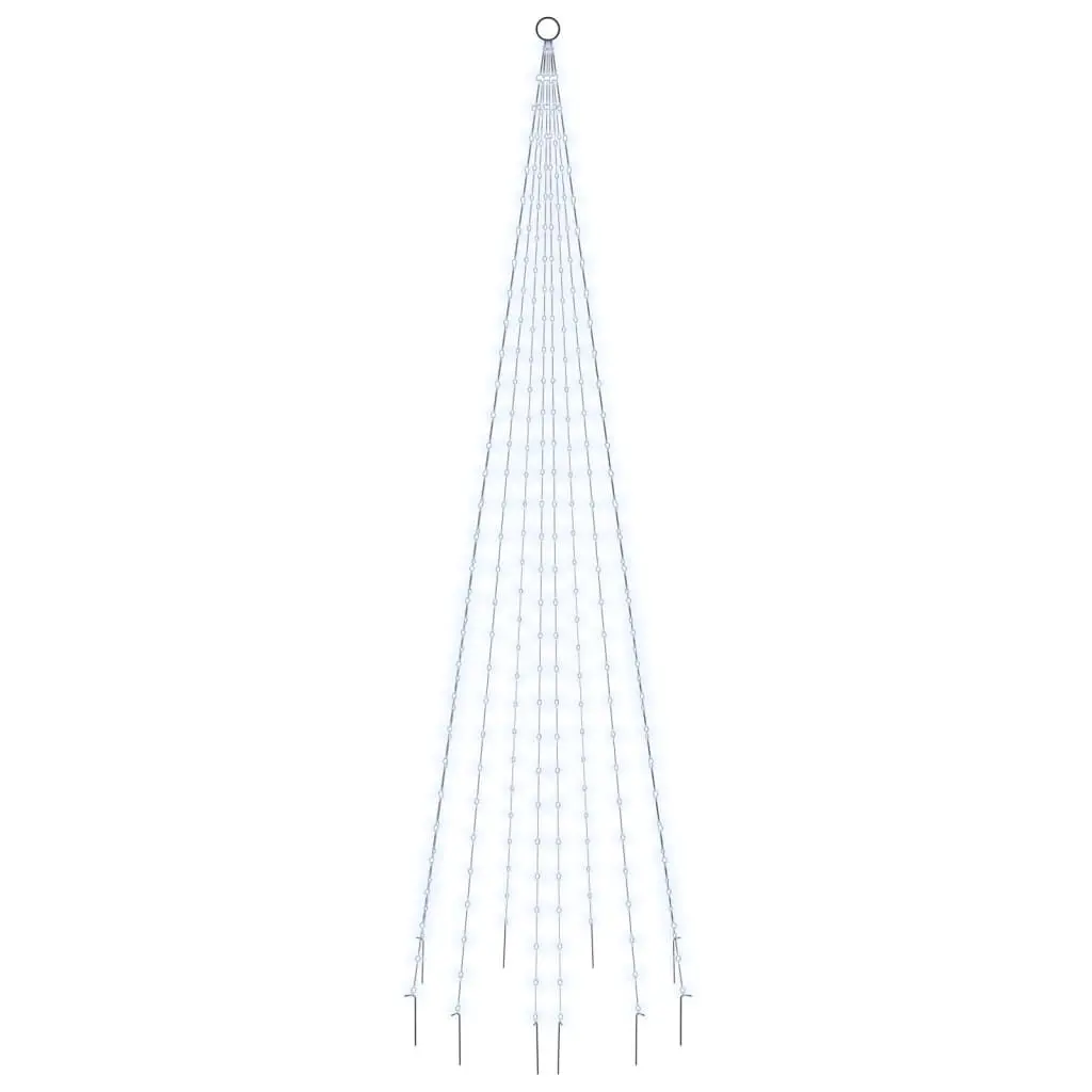 Christmas Tree on Flagpole 310 Cold White LEDs 118.1 Inches Tall Outdoor Holiday Decoration