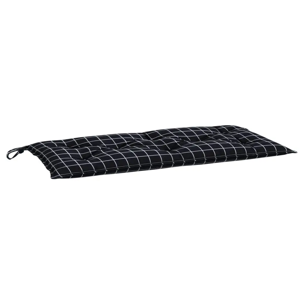 Garden Bench Cushion Black Check Pattern 39.4x19.7x2.8 Inch Oxford Fabric