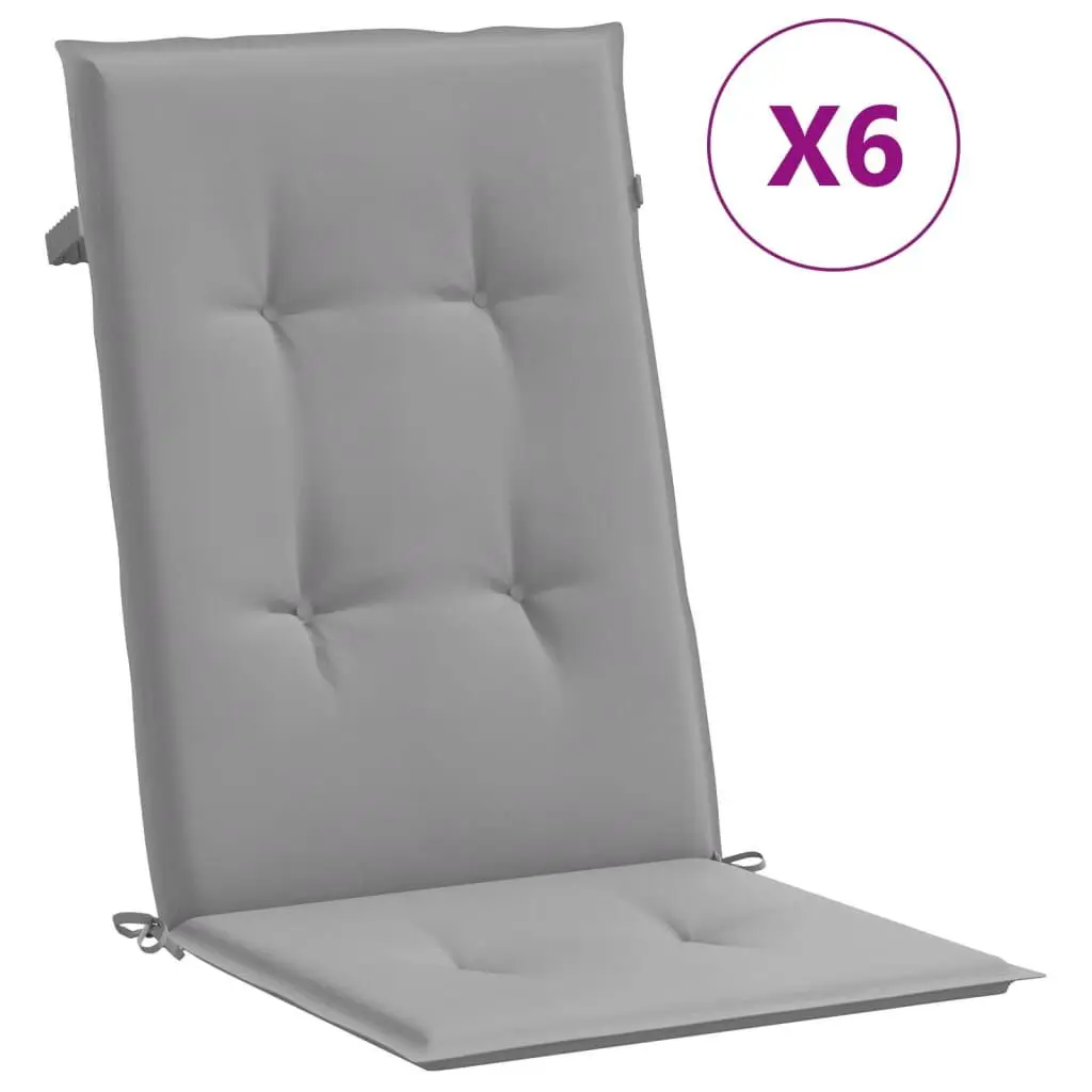 Garden Highsupport Chair Cushions 6 Pack Gray 47.2x19.7x1.2 Inches Fabric